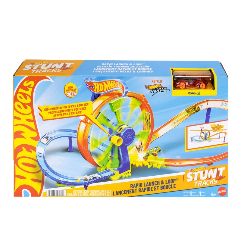 HOT WHEELS KASKETSKÉ DRÁHY SADA PRETEKÁRSKE TURBO SLUČKA AUTO DRÁHA + AUTO
